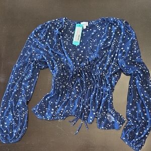 Madison & Berkeley Navy Star Print Blouse Stitch Fix